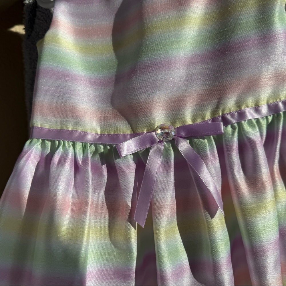 BONNIE JEAN Pastel Striped and Purple Toddler Easter Dress Set - Picture 4 of 11